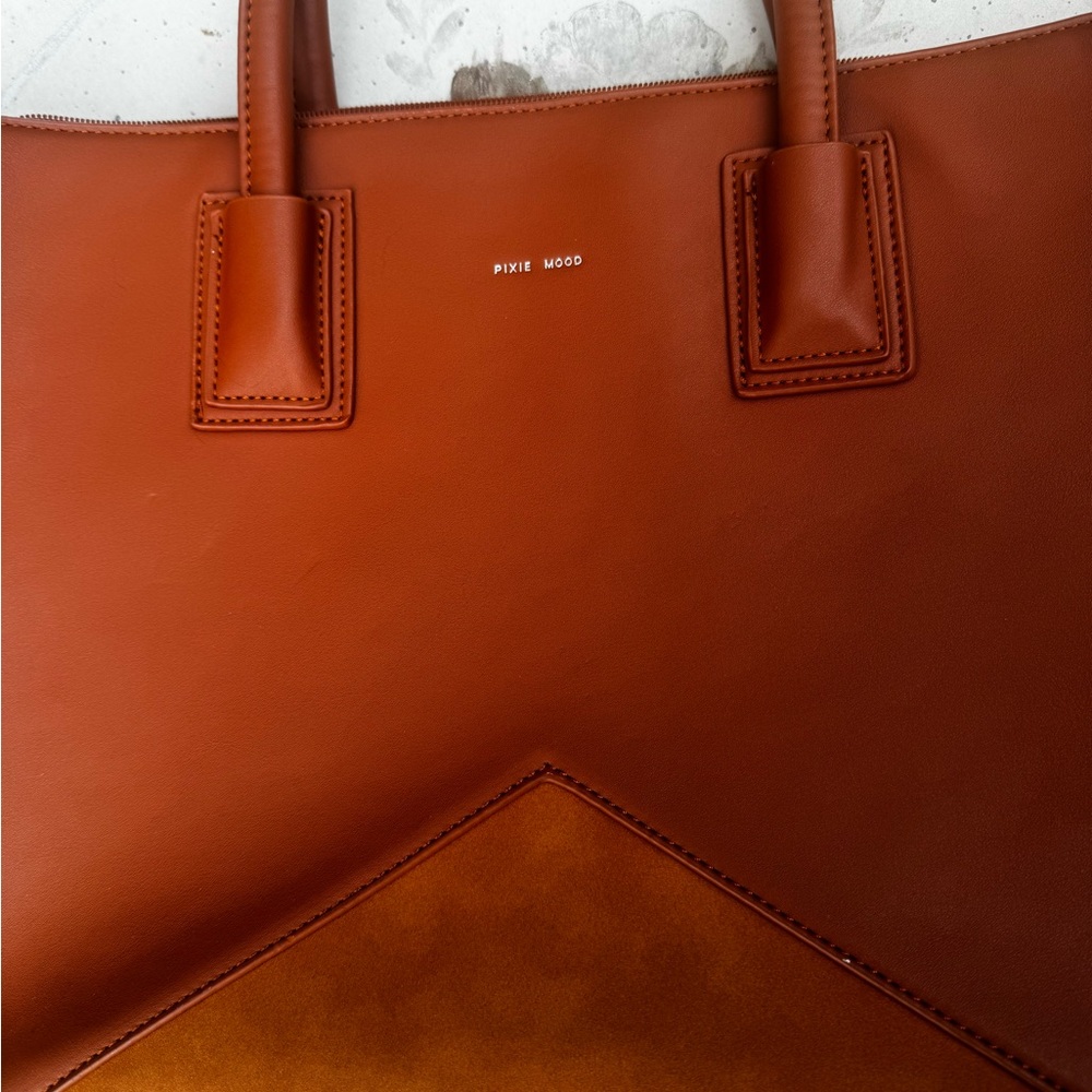 Pixie Mood Two-Tone Cognac Brown Satchel - Picture 9 of 9